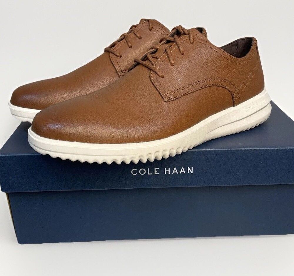 Cole Haan GRND+ Plain Toe OX Shoes Men’s 8.5 British Tan Leather Dress C36935 - Picture 1 of 9